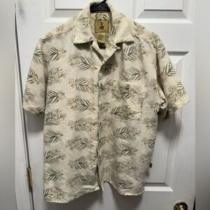 Joe Martin Men’s Hawaiian Short Sleeve Shirt Medium Floral with green leaves